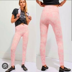 All Fenix Tie Dye Pink Blush High Waist Athletic Yoga 7/8 Women XS Leggings